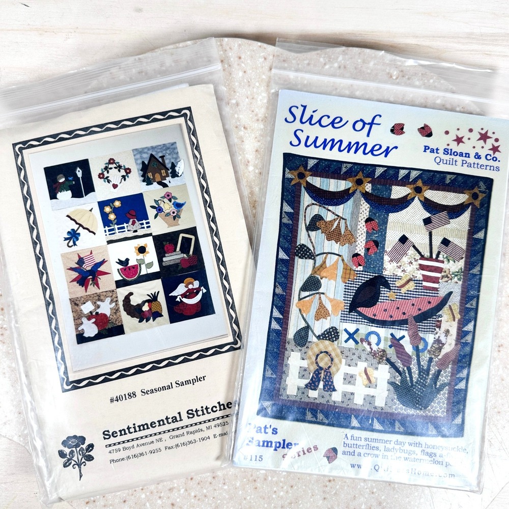 Vintage 1996-2001 Seasonal Sampler & Slice of Summer Appliqué Quilt Patterns Lot